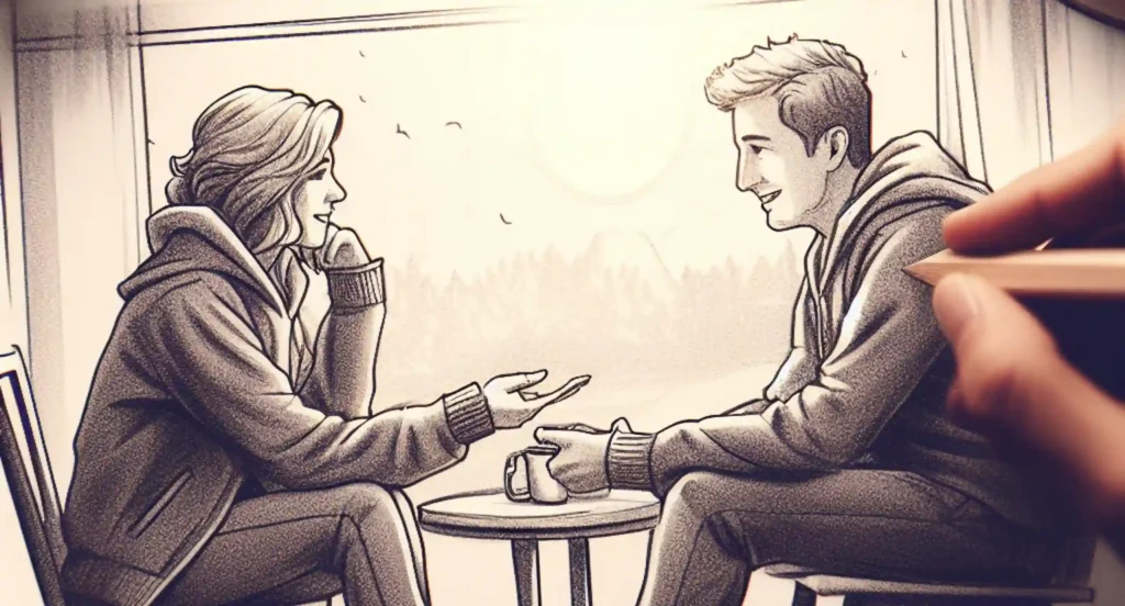 A couple engaged in a deep conversation, illustrating open communication.